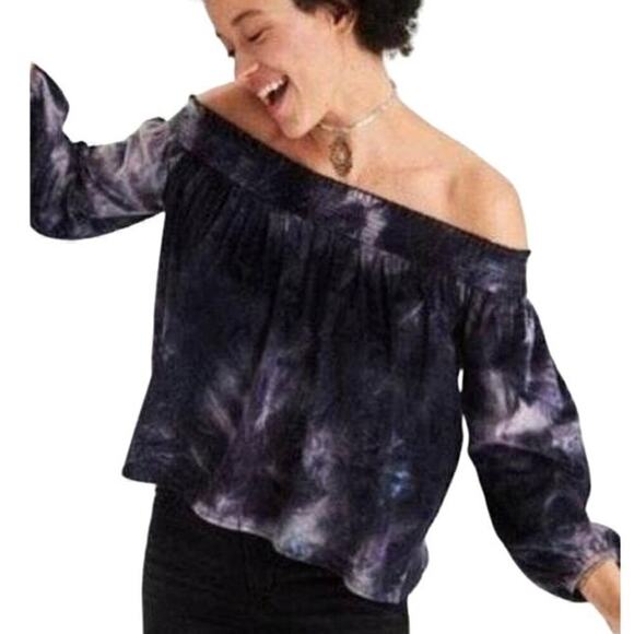 American Eagle Outfitters Crushed Velvet Off The Shoulder Top Women's Size Small - Picture 1 of 5